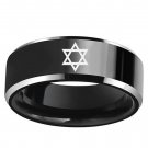 6mm Black Titanium Steel Comfort Fit Band Featuring the Star of David