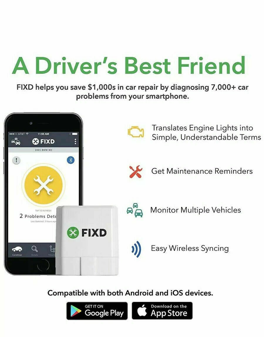 FIXD OBD2 Professional Bluetooth Scan Tool and Code Reader for iPhone