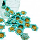 6 Czech Glass Baby Bell Flower Beads - turquoise Blue 6x4mm