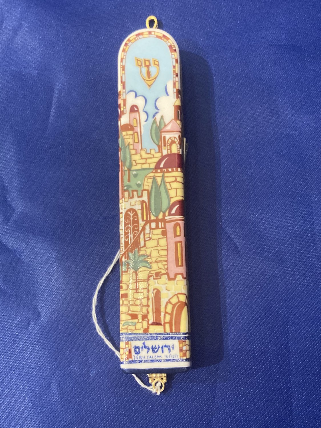Hand Painted Jerusalem Mezuzah