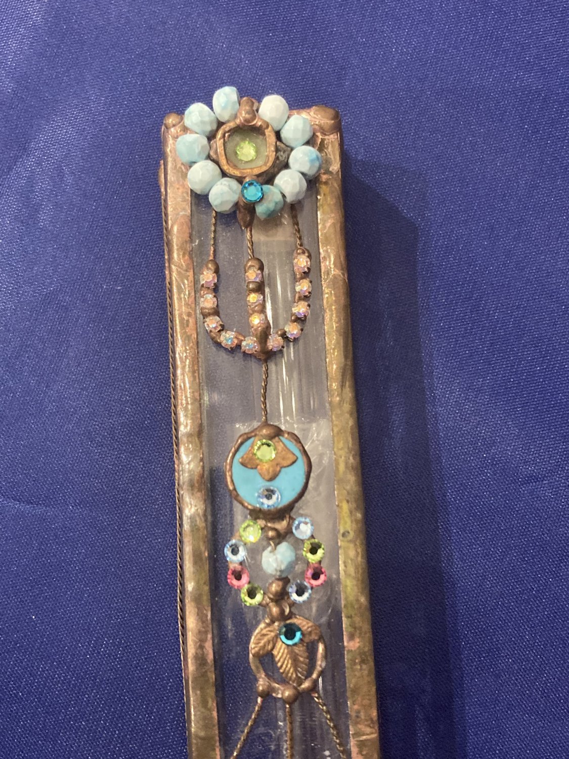 Mezuzah Copper and Glass with Jewels