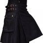 52" Size Scottish Men's Black Utility Black 16oz Cotton Drill Fabric Wedding Kilt