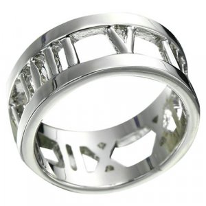 Rhodium Plated Roman Numerals Ring NEW UNIQUE