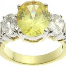 18K Gold Plated Brass Yellow Topaz Ring