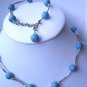 10mm blue turquoise necklace bracelet Set