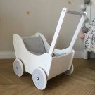 Handmade Wooden Doll Pram White No Cab with personalisation
