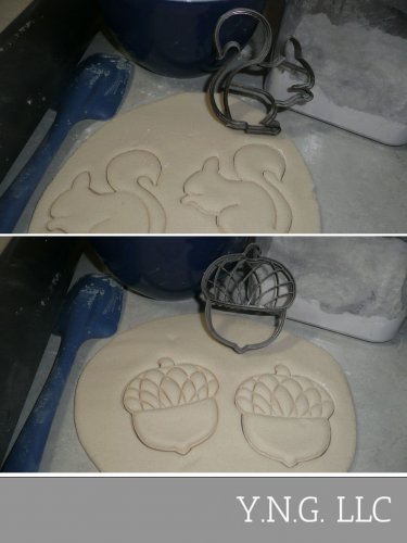 SQUIRREL AND NUT AUTUMN FALL SEASON SCRAT ICE AGE CHARACTER SET 2 COOKIE CUTTERS TOOL 3D USA PR1490