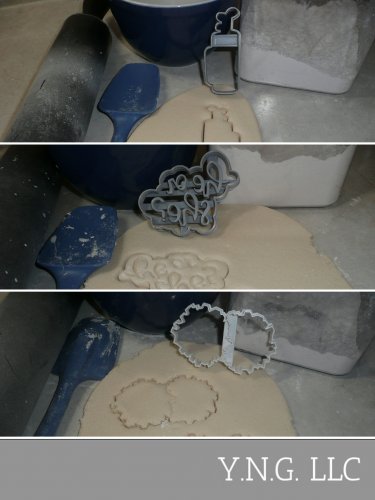 PUTTER OR POMPOMS GENDER REVEAL HE OR SHE BOY GIRL SET OF 3 COOKIE CUTTERS BAKING TOOL 3D USA PR1484