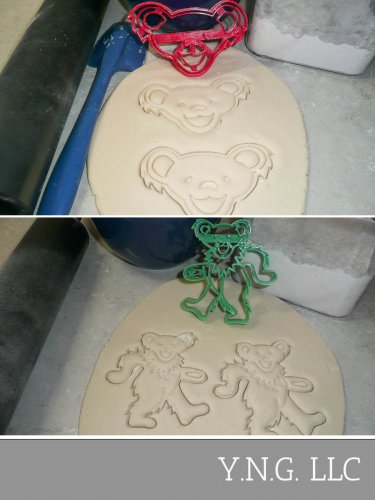 Jerry Garcia Dancing Teddy Bear 1960s Rock Music Set of 2 Cookie Cutters USA PR1439
