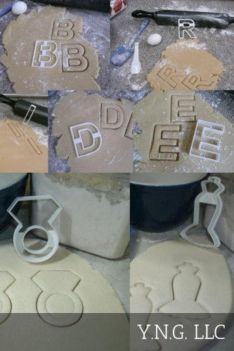 BRIDE LETTER KIT B R I D E DIAMOND RING WEDDING DRESS COOKIE CUTTER USA PR1283