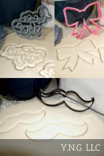 SISTER OR MISTER GENDER REVEAL HE OR SHE BOY GIRL MUSTACHE COOKIE CUTTER PR1207