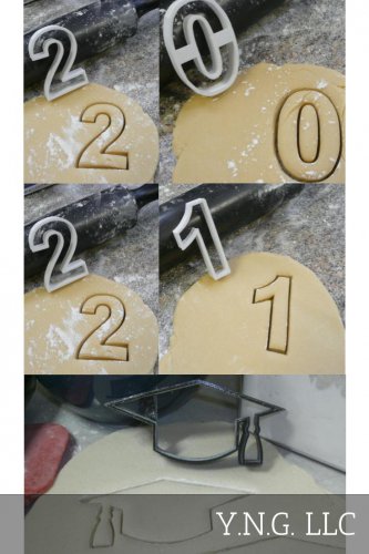 Graduation Year 2021 Numbers Cap Tassel Set Of 5 Cookie Cutters USA PR1113