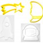 Space Kit Rocket Astronaut Moon Shooting Star Set Of 4 Cookie Cutters USA PR1110