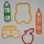 First Day Of School Bus Crayon Pencil Apple Set Of 5 Cookie Cutters USA PR1087