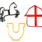 Horse Farm Ranch Equine Barn Stable Set Of 3 Cookie Cutters USA PR1085