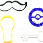 Steampunk Victorian Key Gear Mustache Set Of 4 Cookie Cutters USA PR1009