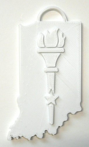 INDIANA STATE OUTLINE WITH TORCH DETAIL HOLIDAY HANGING ORNAMENT USA PR2740