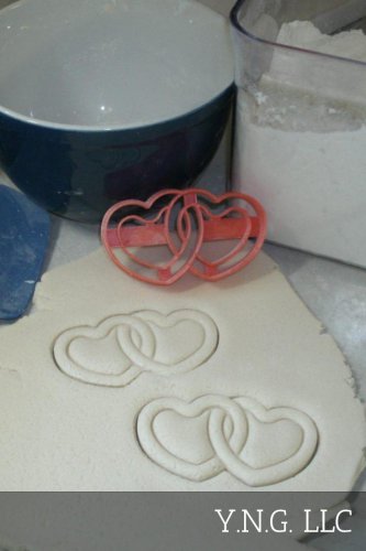 LINKED HEARTS HEART 2 TWO DUAL DOUBLE COUPLE SWEETHEART COOKIE CUTTER USA PR2589
