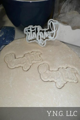 CONGRATS CONGRATULATIONS WORD QUOTE FANCY WRITING GOOD WISH COOKIE CUTTER PR2515