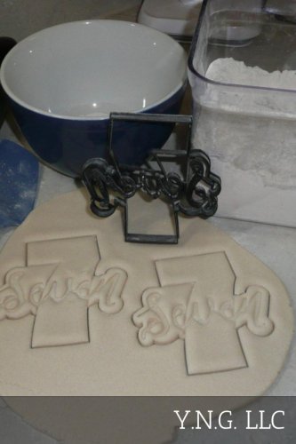 NUMBER SEVEN 7 WITH WORD LETTERED BIRTHDAY ANNIVERSARY COOKIE CUTTER USA PR2408