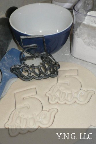 NUMBER FIVE 5 WITH WORD LETTERED BIRTHDAY ANNIVERSARY COOKIE CUTTER USA PR2406