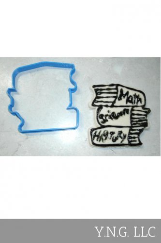 STACKED BOOKS DECOR VINTAGE READING BOOKWORM COOKIE CUTTER FONDANT BAKING PR605