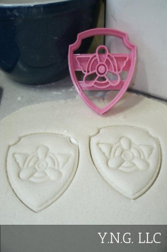 SKYE PAW PATROL PINK BADGE LOGO TAG TV SHOW HELICOPTER PILOT COOKIE CUTTER PR659