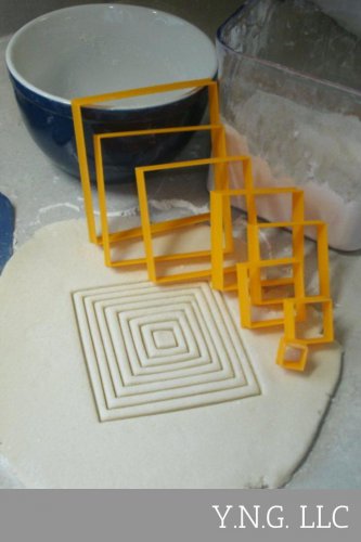 SQUARE SHAPE FRAME BOX SET OF 8 COOKIE CUTTERS FONDANT BAKING TOOL USA PR757