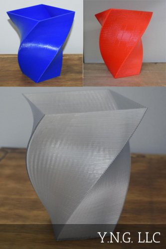 Yellow Square Twist Vase Home Decor Twisted Block Decorative Gift 3d Printed USA PR1-Yellow