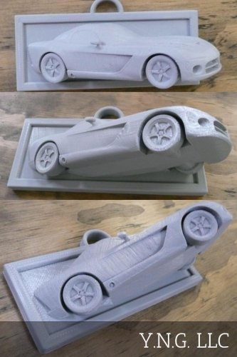 Raised Dodge Viper Sports Car Coming Out Of Wall Home Or Office Decor 3D Printed - Made In USA PR87S