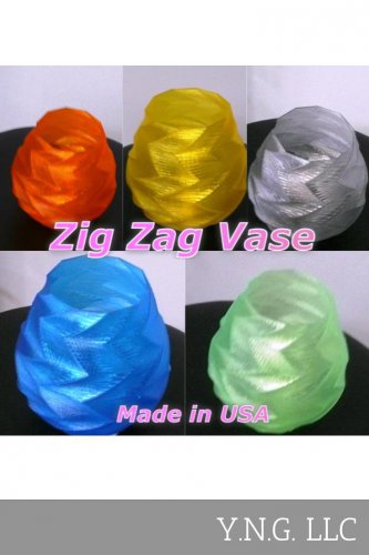 GOLD ZIG ZAG VASE ZIGZAG HOME DECOR DECORATIVE GIFT 3D PRINT CHOOSE A COLOR USA PR129-GOLD
