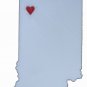 INDIANA STATE OUTLINE RENSSELAER RED HEART CUTOUT HOLIDAY ORNAMENT USA PR244-IN