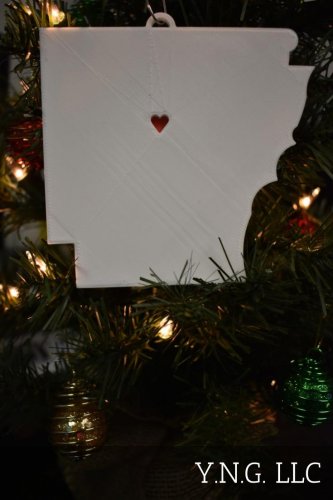 ARKANSAS STATE OUTLINE LITTLE ROCK HEART ORNAMENT HOLIDAY CHRISTMAS USA PR244-AR