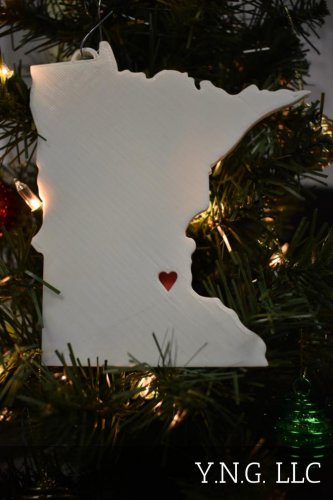 MINNESOTA STATE OUTLINE SAINT PAUL HEART ORNAMENT HOLIDAY CHRISTMAS USA PR244-MN