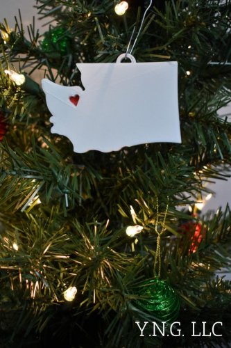 WASHINGTON STATE OUTLINE OLYMPIA RED HEART CUTOUT HOLIDAY ORNAMENT USA PR244-WA