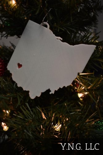 OHIO STATE OUTLINE COLUMBUS RED HEART CUTOUT ORNAMENT HOLIDAY CHRISTMAS PR244-OH