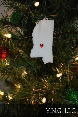 Mississippi State Jackson Heart Ornament Holiday Christmas Decor USA PR244-MS