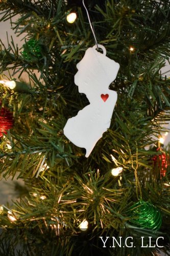 New Jersey State Trenton Heart Ornament Holiday Christmas Decor USA PR244-NJ