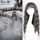 LONG WAVE CURLY WOMEN FAKE HAIR WIG OMBRE GREY WIG HEAT RESISTANT SYNTHETIC WAVY WIGS MERMAID STYLE