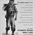 1944 Original Plymouth Ad ‘The Mightiest Weapon of War’ Art Soldier with Gun by Lyle Justis