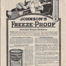 1918 Johnson's Freeze Proof for Automobile Radiators Original Print Ad
