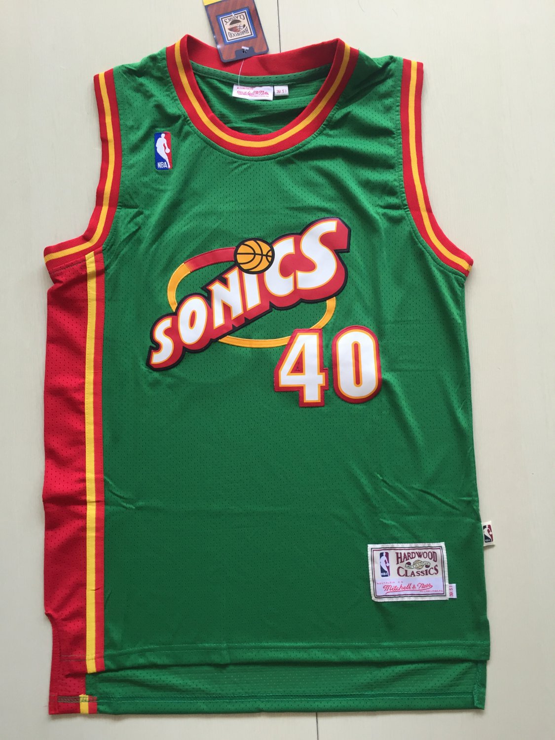 NEW Seattle Supersonics Shawn Kemp 40 Swingman Basketball Green Jersey