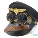 Pilot Aviator Police Captain Hat Steampunk Handmade Costume Cosplay Party W/ Goggles