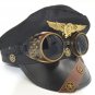 Pilot Aviator Police Captain Hat Steampunk Handmade Costume Cosplay Party W/ Goggles