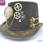 Steampunk Copper Top Hat Halloween Costume Cosplay Party W/ Clock and Chains
