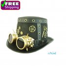 Steampunk Top Hat Handmade Halloween Costume Cosplay Party W/ Goggles and Keys