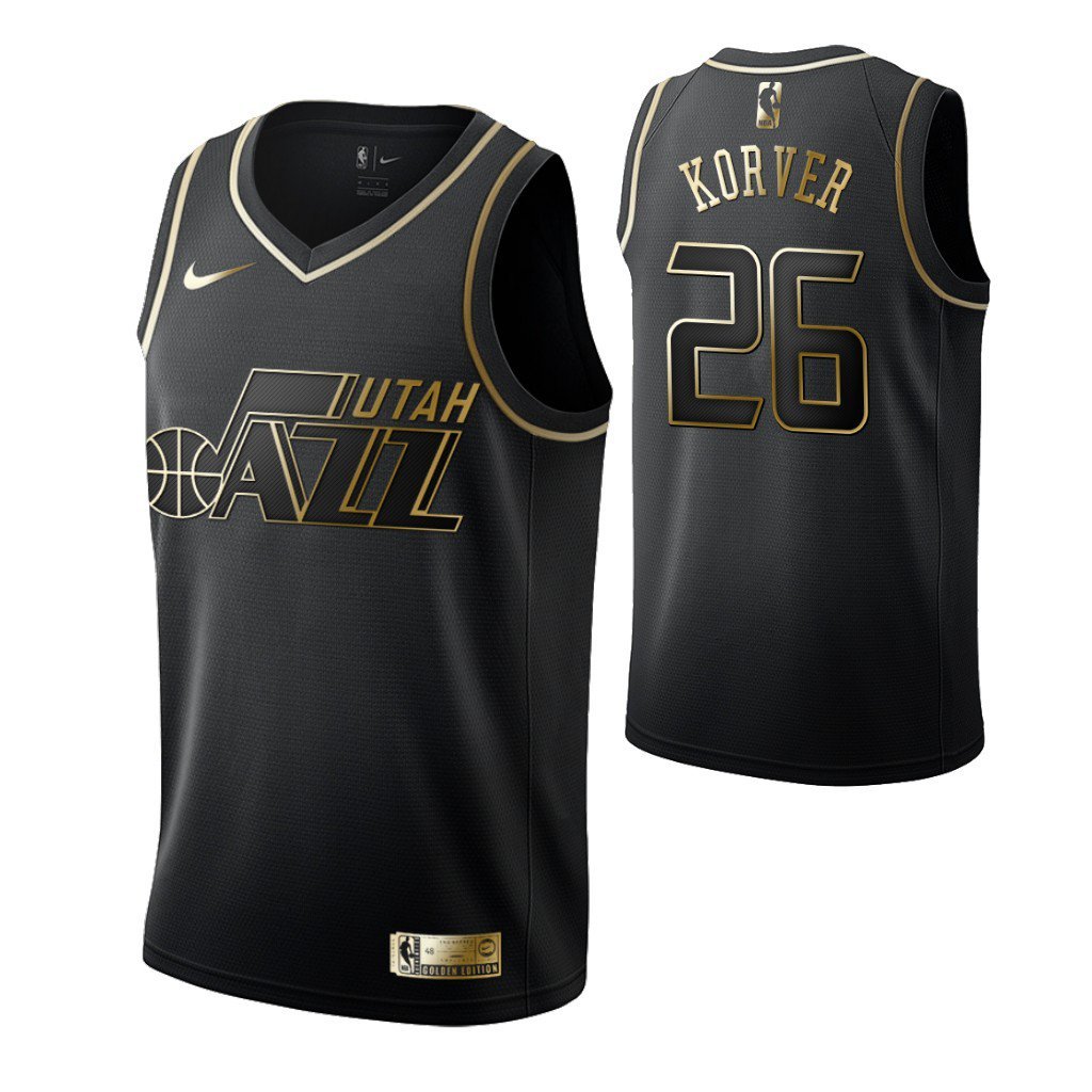 Men's Utah Jazz #26 Kyle Korver Black Golden Edition Swingman Jersey