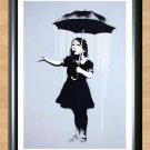 Banksy Nola Girl Umbrella Raining  Print Poster Urban Graffiti Street Art A3