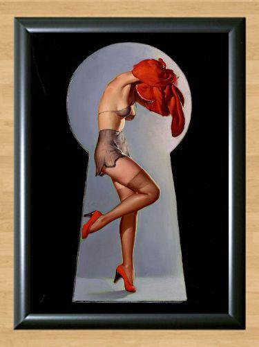 Gil Elvgren Key Hole Peep Girl Retro Pin Up Home Deco  Print Poster Photo Art A3