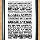 Mother Teresa Love Them Anyway Quote Photo Print Poster Motivational A3